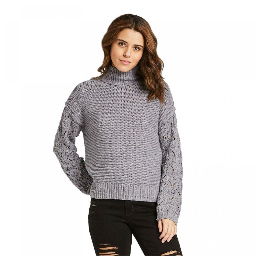NWT Chunky Turtleneck Sweater Large Purple - Picture 1 of 7